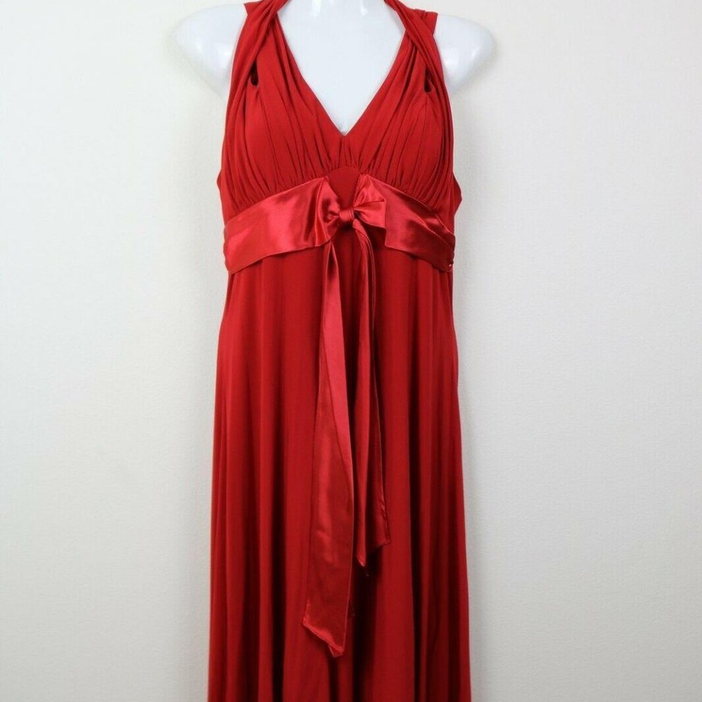 Jessica Howard Womens Dress V Neck Halter Bow Red - Picture 2 of 10